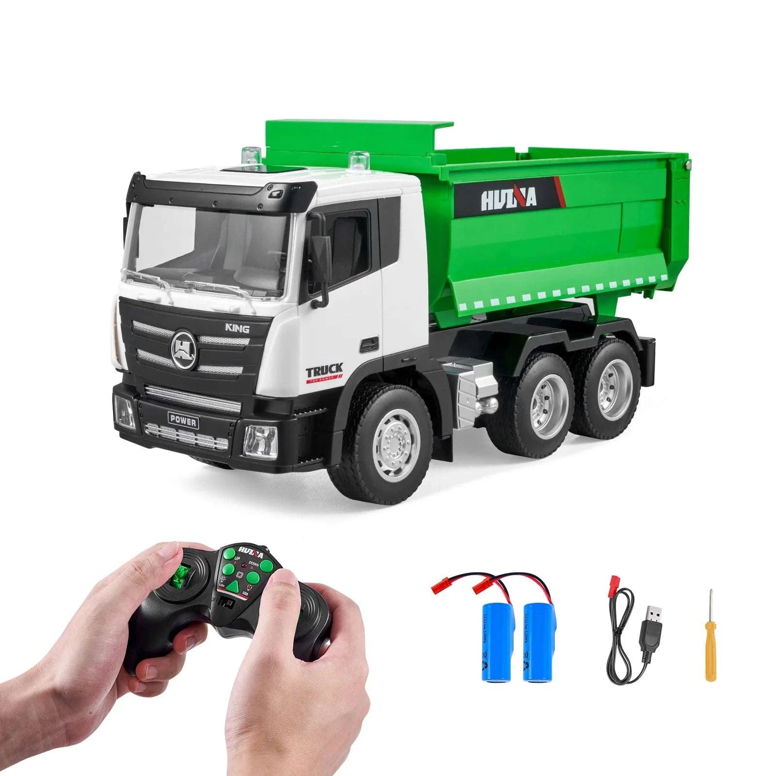 RC Dump Truck Toy 9-Channel Remote Control Construction Vehicle-Green / United States