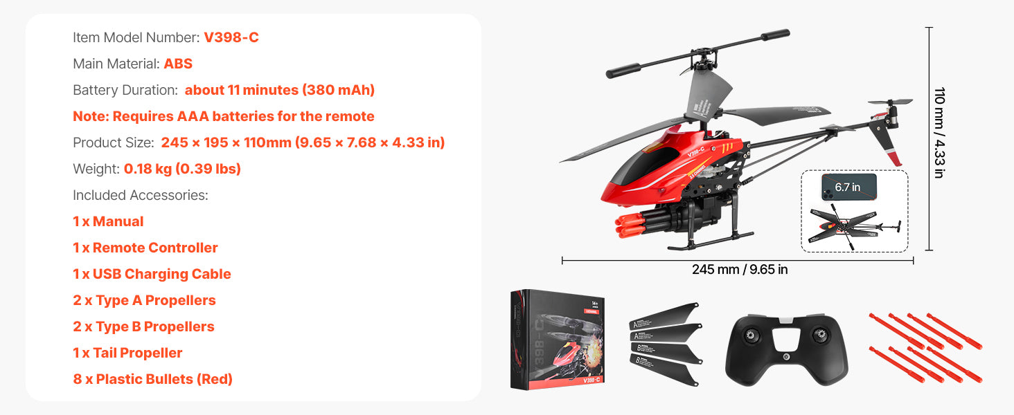 2.4GHz RC Helicopter with Altitude Hold & LED Lights for Kids