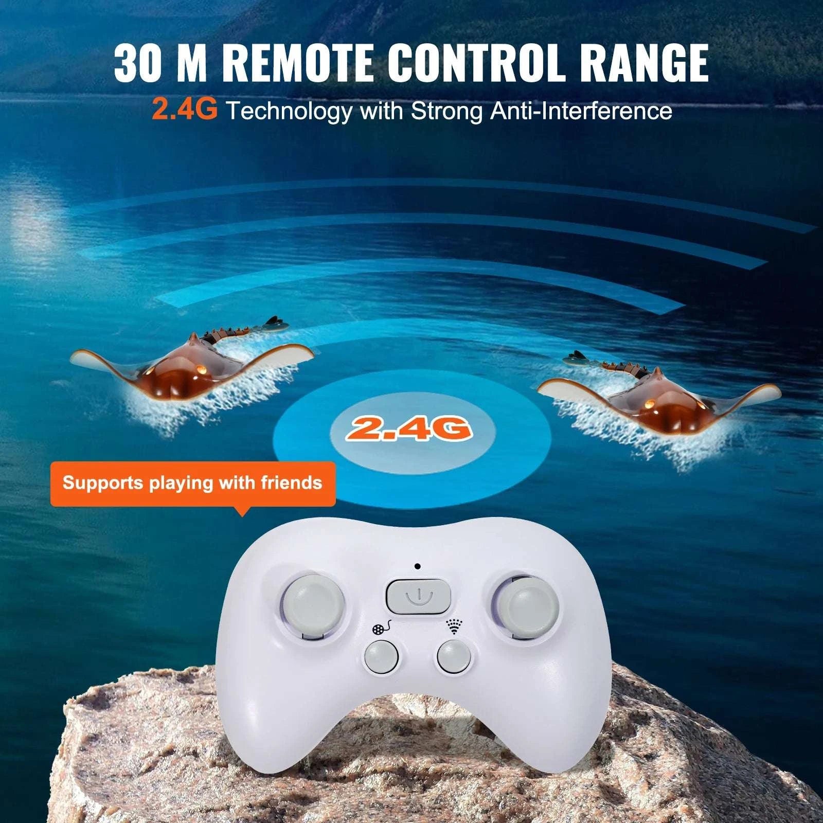 RC Manta Ray Remote Control Water Toy with Dual Propellers-Brown / CZECH REPUBLIC