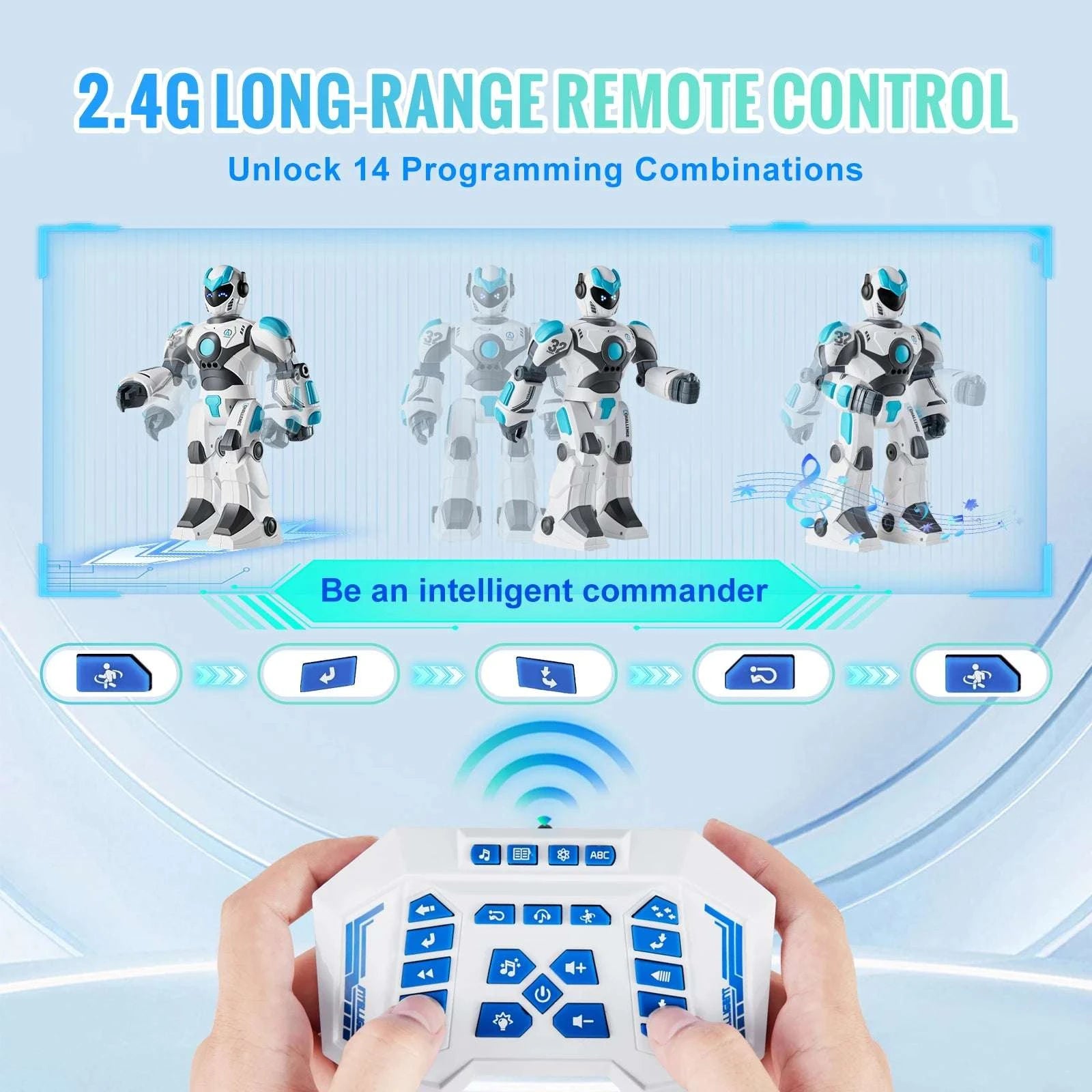 RC Smart Robot Toy with Voice Control, Gestures & Programming-White / United States