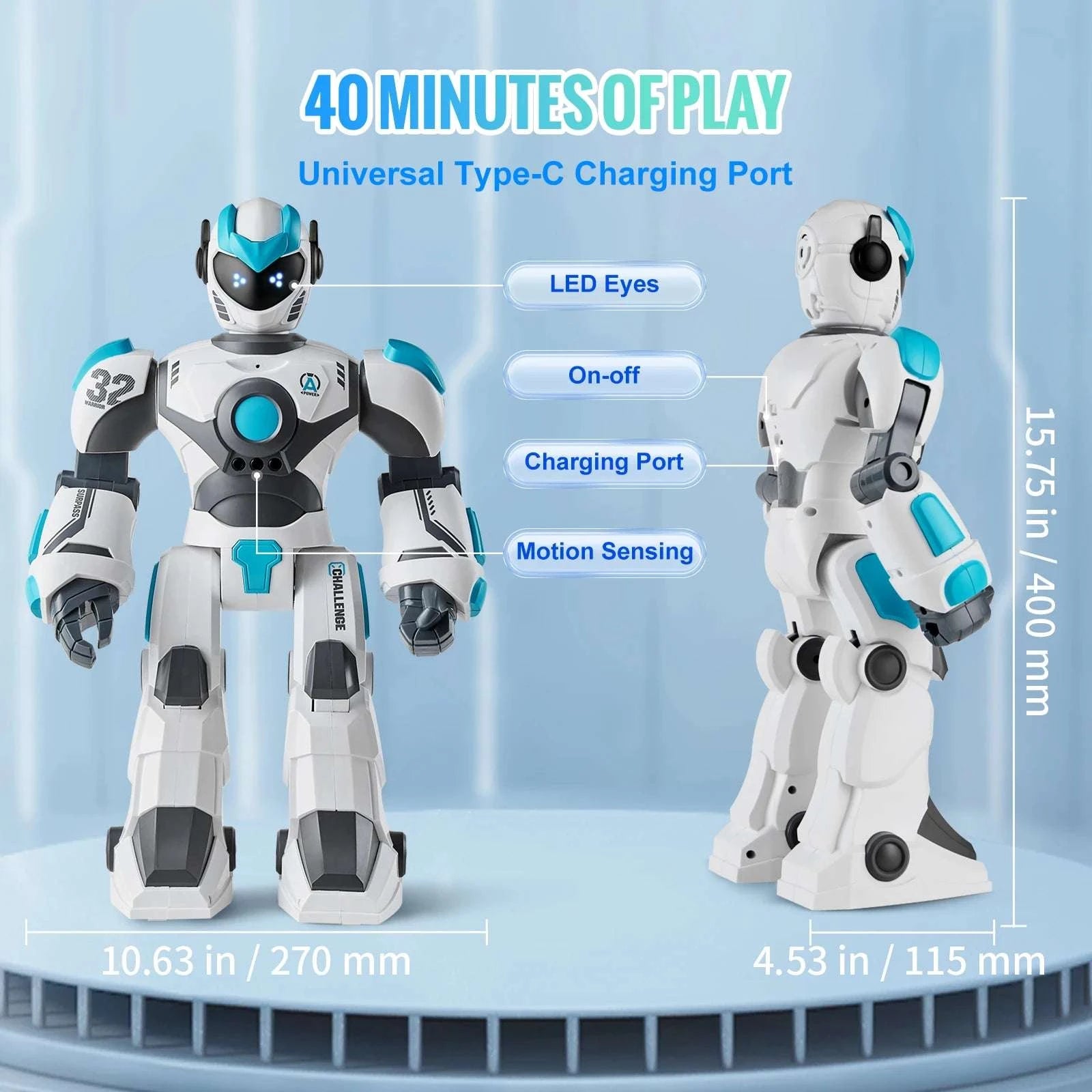 RC Smart Robot Toy with Voice Control, Gestures & Programming-White / United States