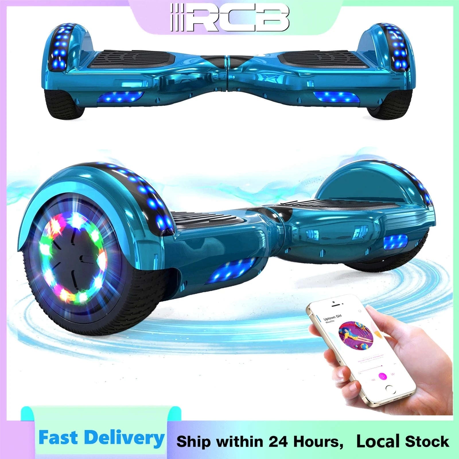 RCB Hoverboard with Bluetooth Speaker and LED Lights-Hip Hop / france