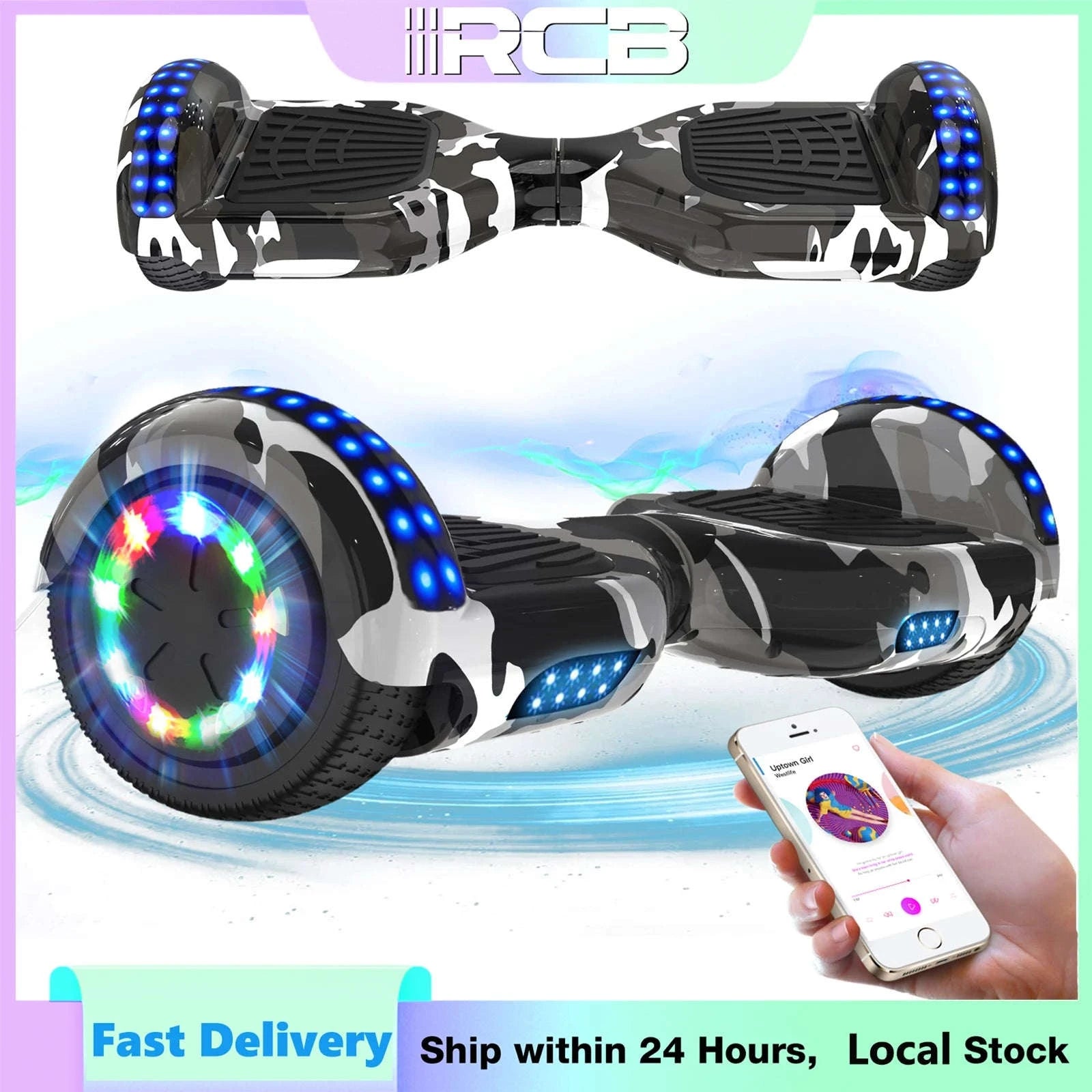 RCB Hoverboard with Bluetooth Speaker and LED Lights-Hip Hop / france