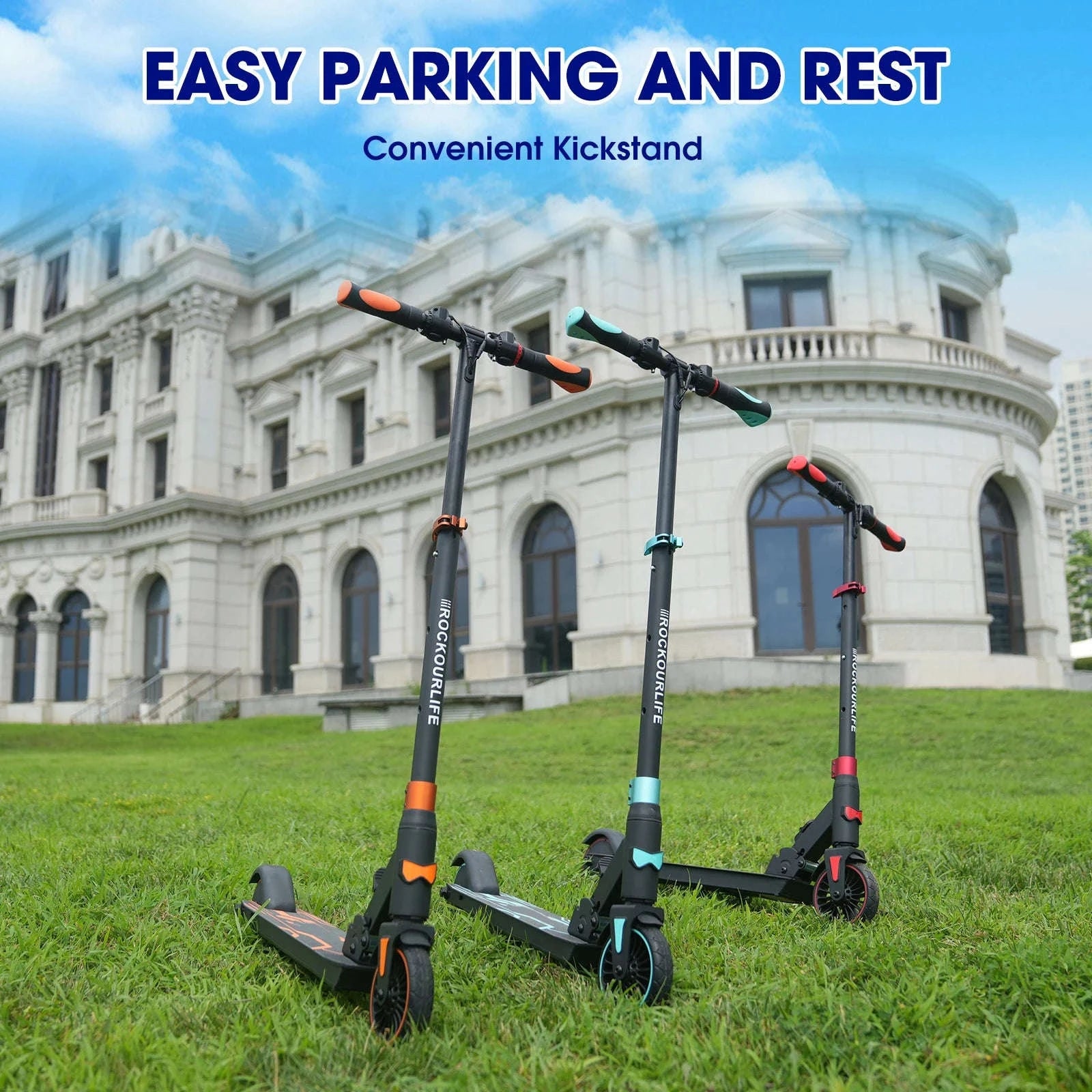 RCB Kids Electric Scooter R15 with Adjustable Height-Black-Red / GERMANY