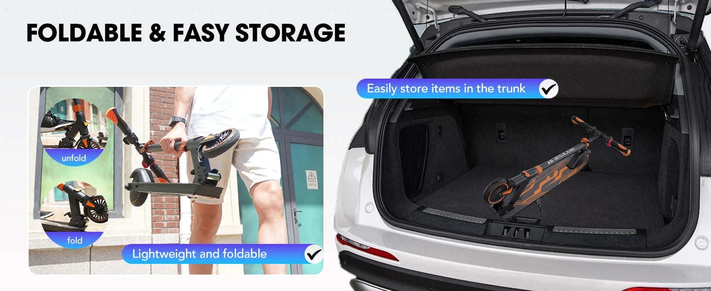 RCB Kids Electric Scooter R15 with Adjustable Height-Black-Red / GERMANY