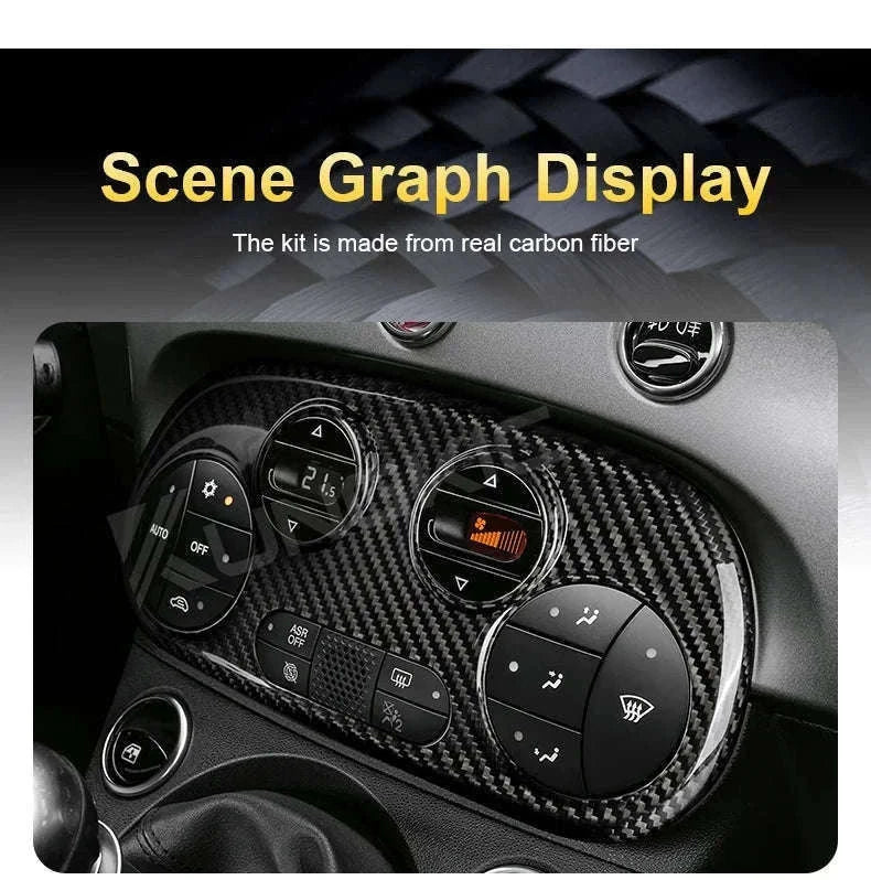Real Carbon Fiber AC Climate Trim for Fiat 500 and Abarth 595-Black Carbon Fiber / Germany