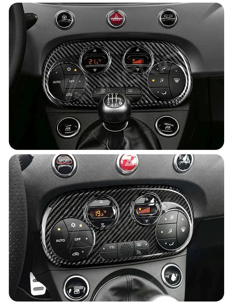 Real Carbon Fiber AC Climate Trim for Fiat 500 and Abarth 595-Black Carbon Fiber / Germany