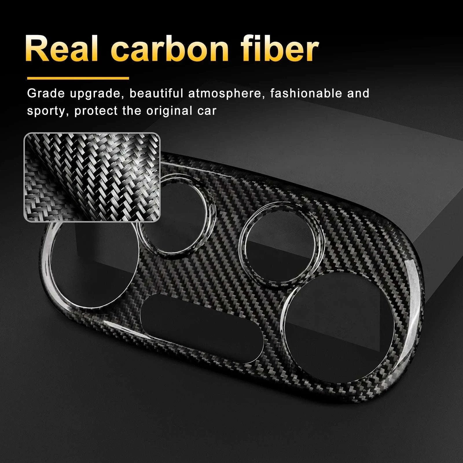 Real Carbon Fiber AC Climate Trim for Fiat 500 and Abarth 595-Black Carbon Fiber / Germany