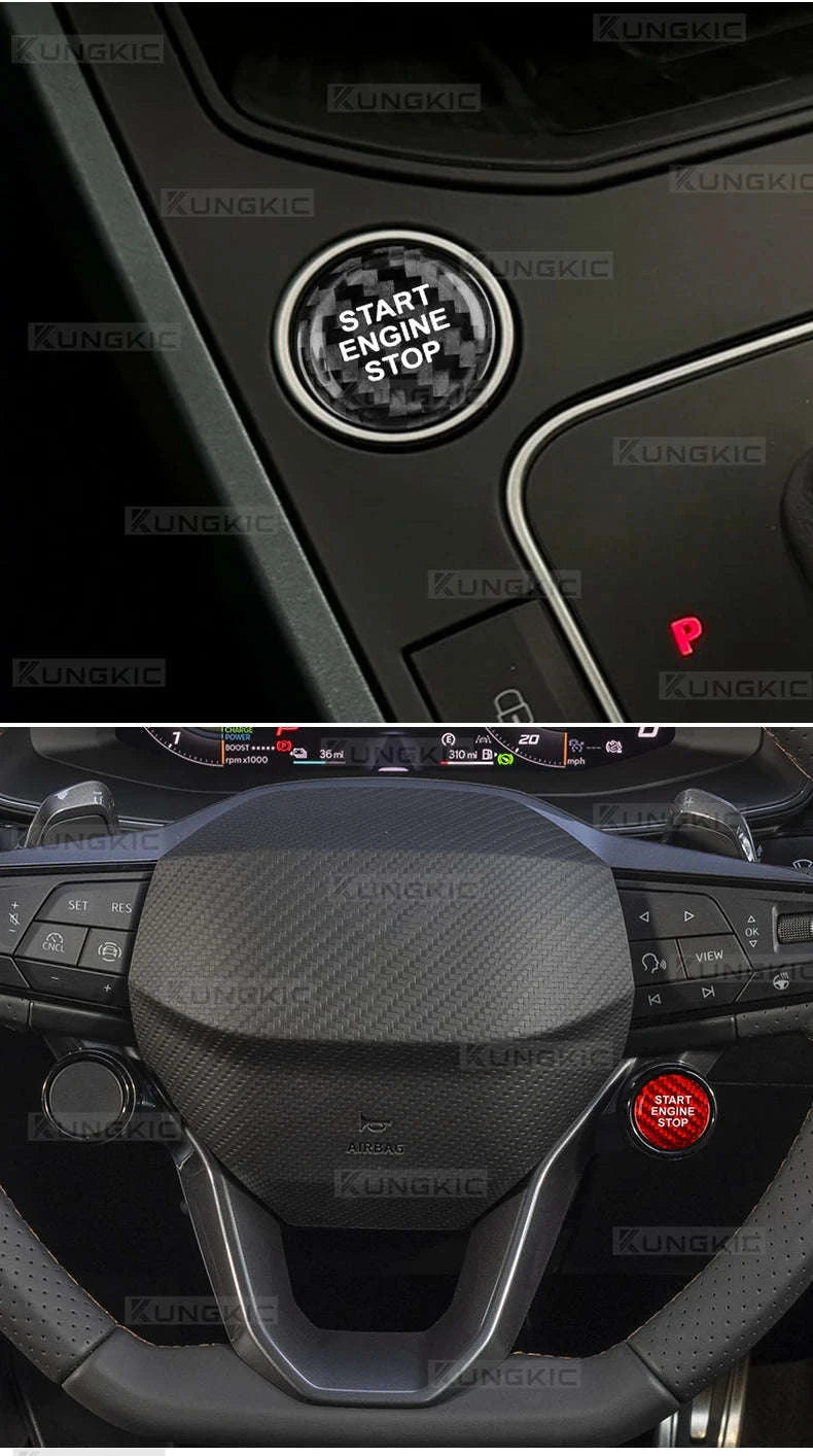 Real Dry Carbon Fiber Start Stop Cover for Cupra and Seat-Black Carbon Fiber / Germany