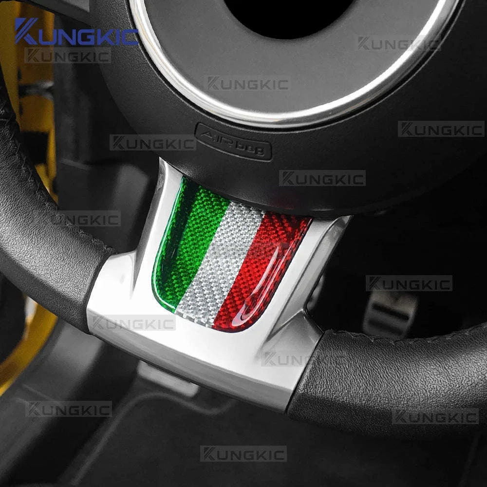Real Hard Carbon Fiber Bottom Trim for Fiat 500 Abarth 595 2020-2023-Bottom Tricolor / Germany