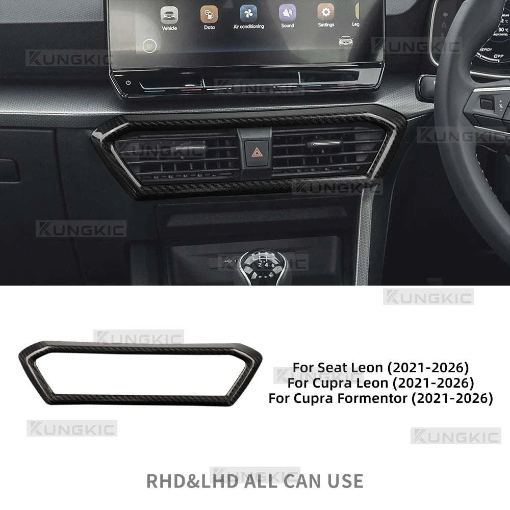 Real Hard Carbon Fiber Center Console Air Outlet Trim for Cupra Leon-Black Carbon Fiber / Germany
