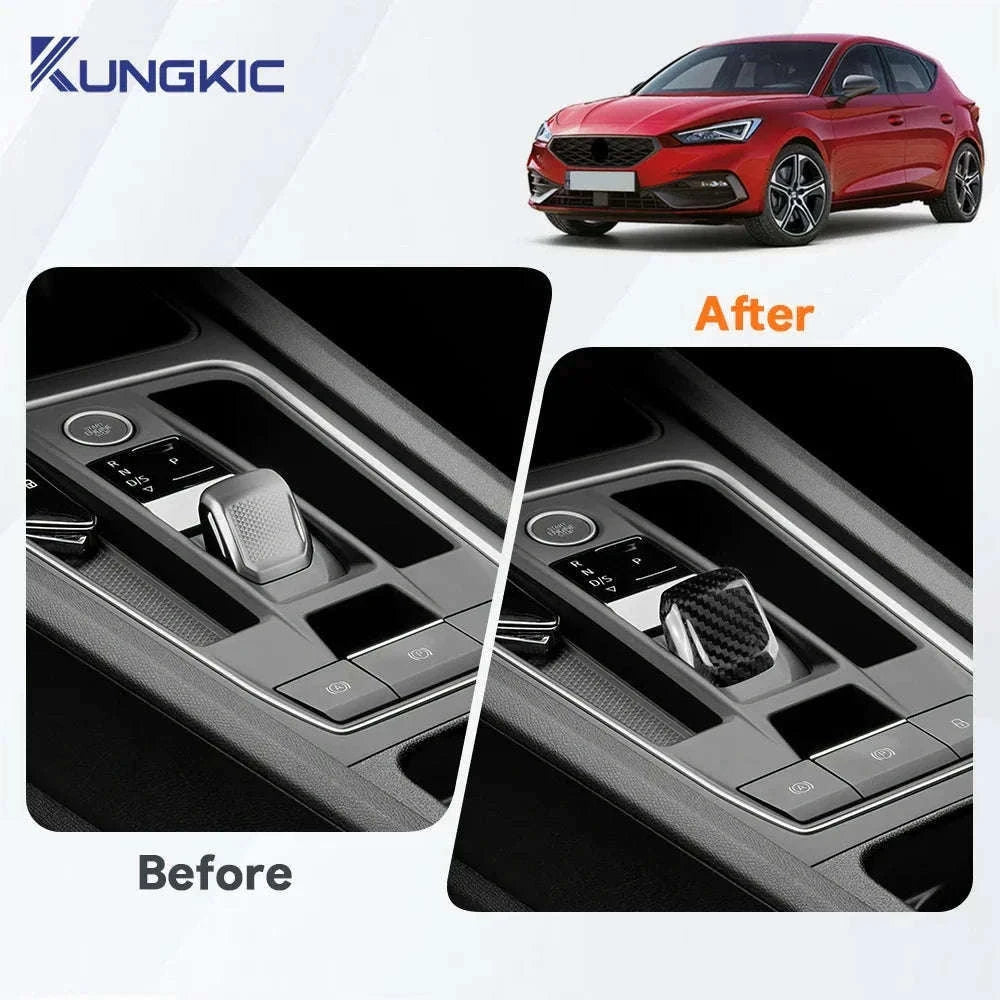 Real Hard Carbon Fiber Gear Shift Knob Trim for Seat/Cupra-Black Carbon Fiber / Germany