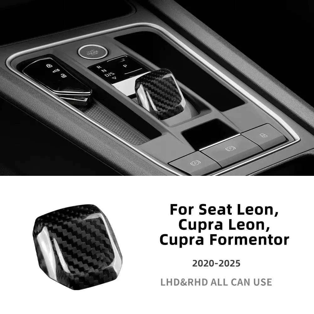 Real Hard Carbon Fiber Gear Shift Knob Trim for Seat/Cupra-Black Carbon Fiber / Germany