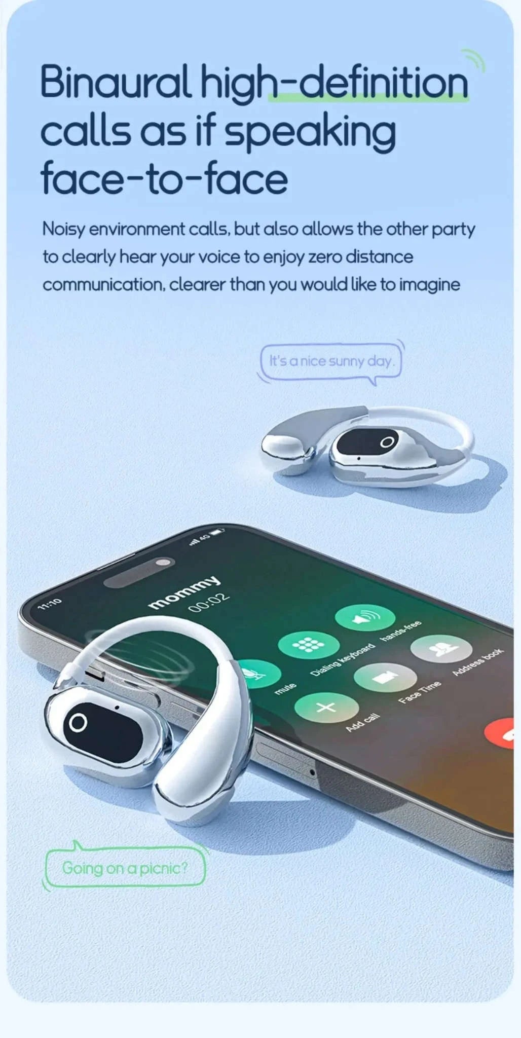 Real-Time Translator Earbuds with 144 Languages Bluetooth Headphones-Ai-Black and Blue