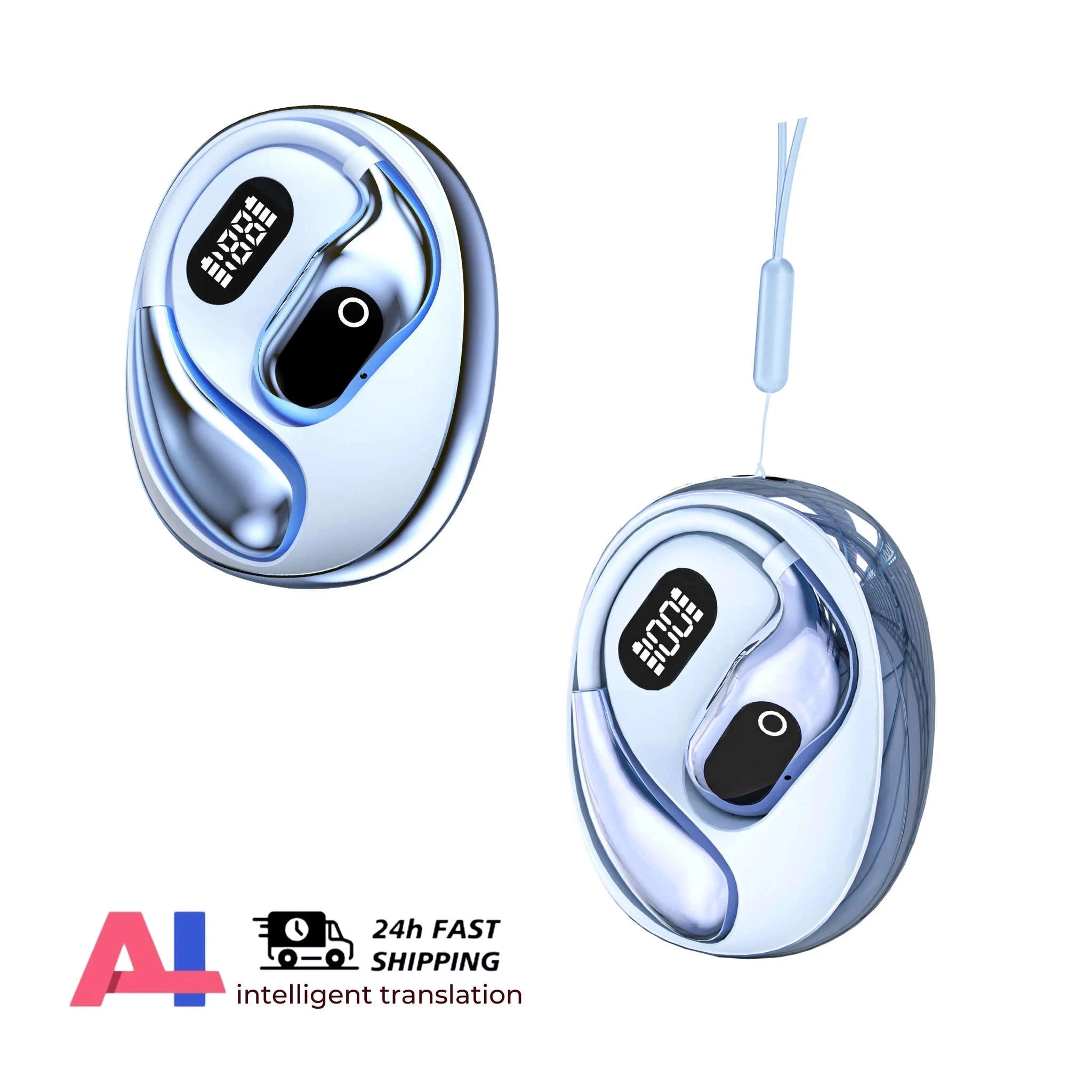 Real-Time Translator Earbuds with 144 Languages Bluetooth Headphones-Ai-Black and Blue