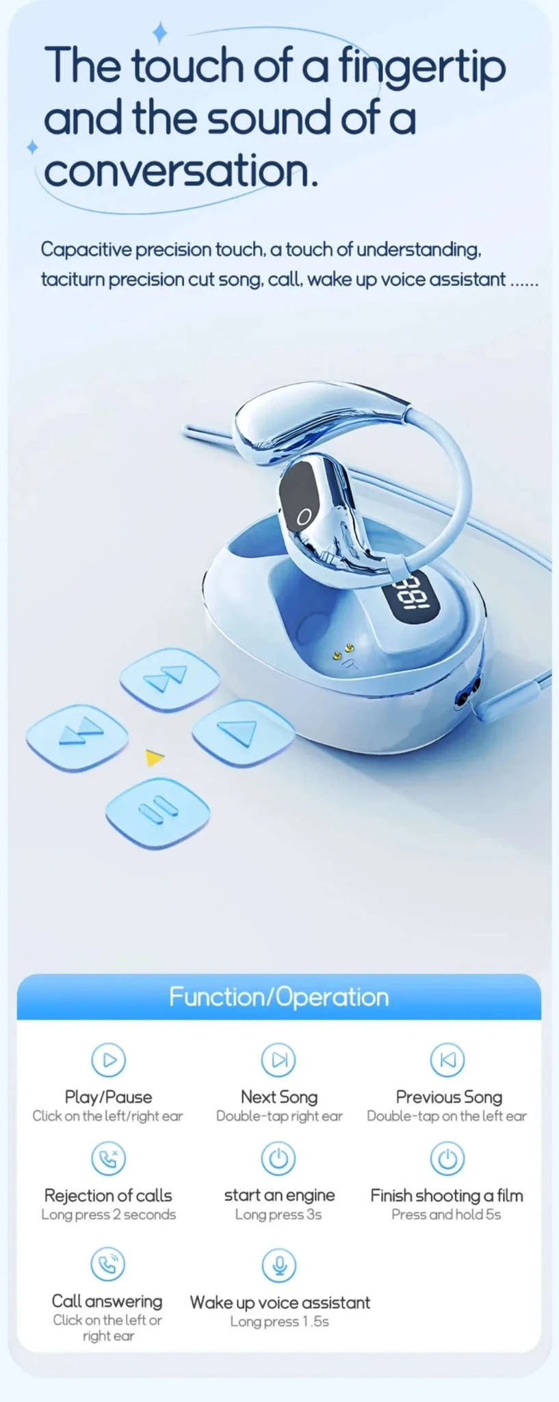 Real-Time Translator Earbuds with 144 Languages Bluetooth Headphones-Ai-Black and Blue