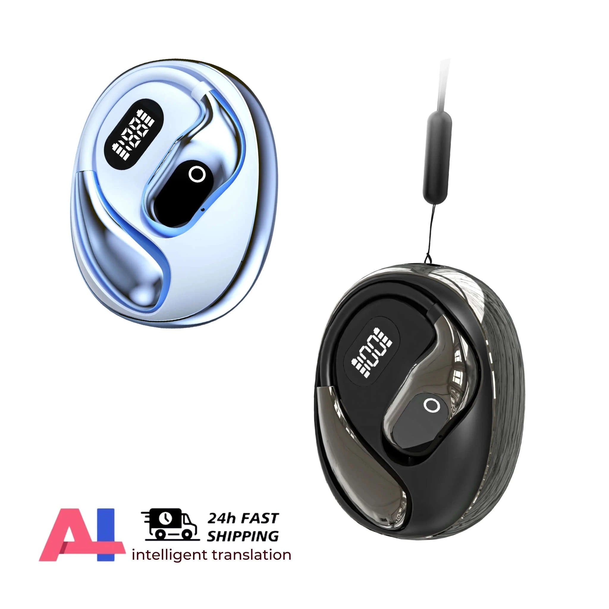 Real-Time Translator Earbuds with 144 Languages Bluetooth Headphones-Ai-Black and Blue
