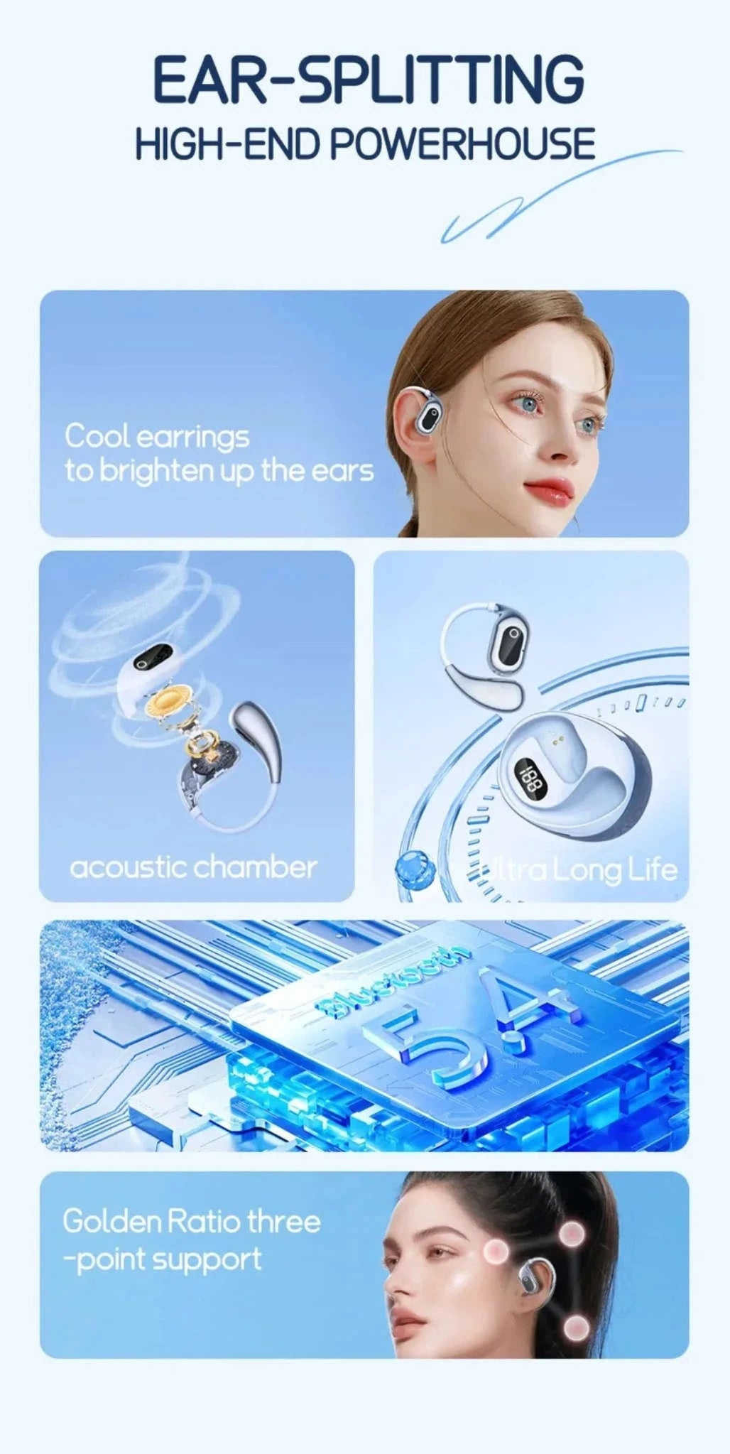 Real-Time Translator Earbuds with 144 Languages Bluetooth Headphones-Ai-Black and Blue