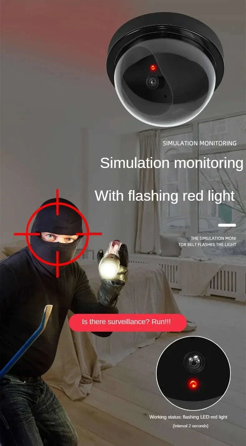 Realistic Dummy Security Camera with Flashing LED Deterrent-Black