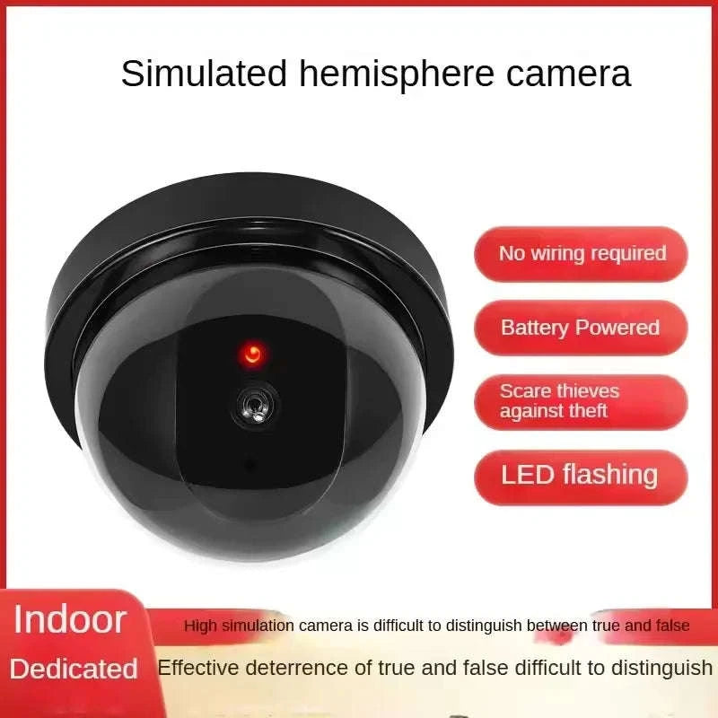 Realistic Dummy Security Camera with Flashing LED Deterrent-Black