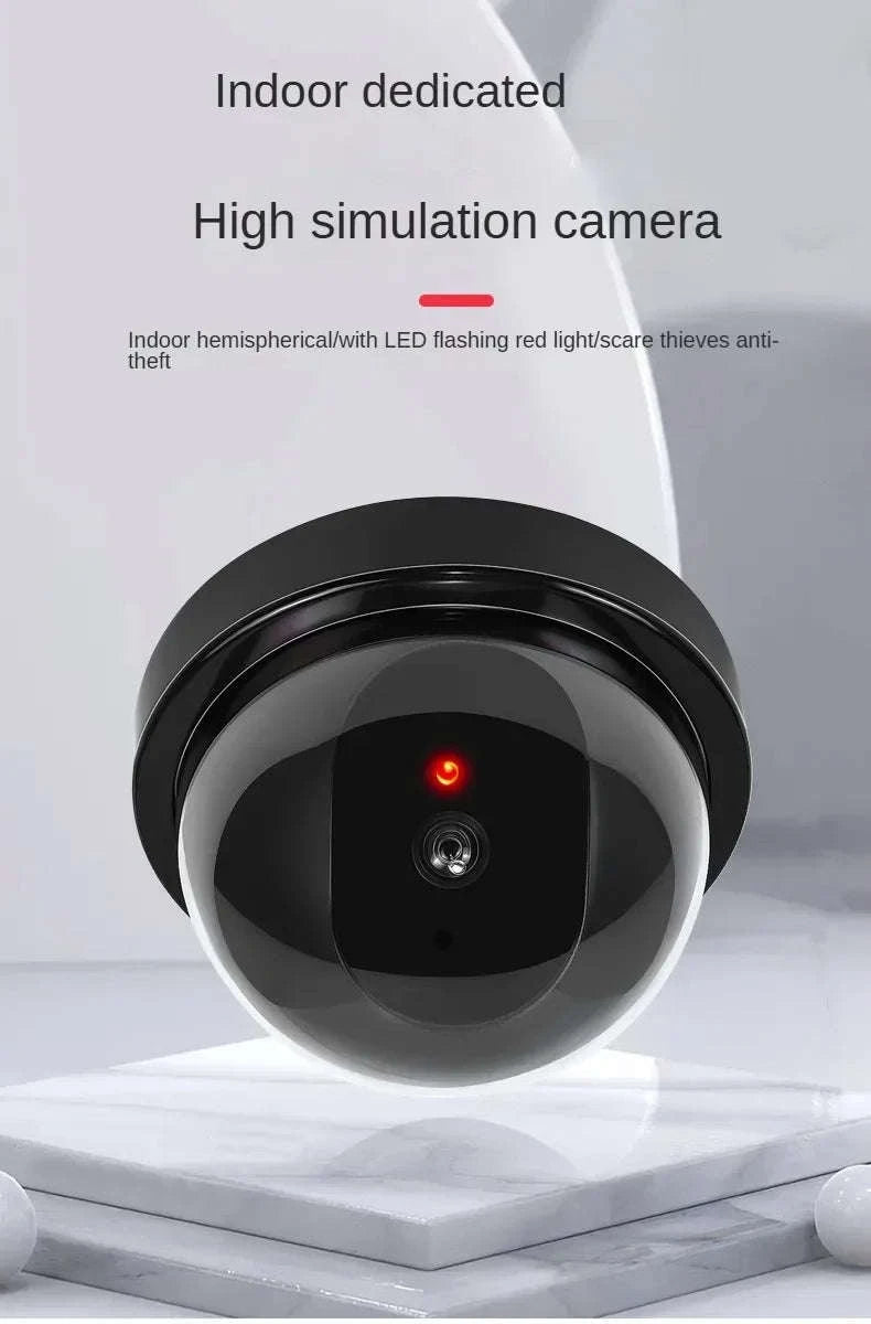 Realistic Dummy Security Camera with Flashing LED Deterrent-Black