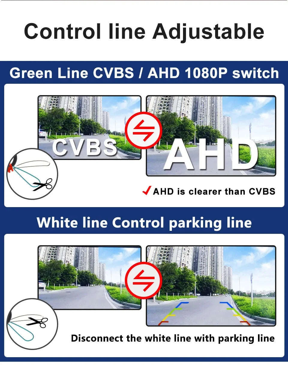 Rear View Backup Camera with AHD 2K Wireless-CVBS AHD 1080P