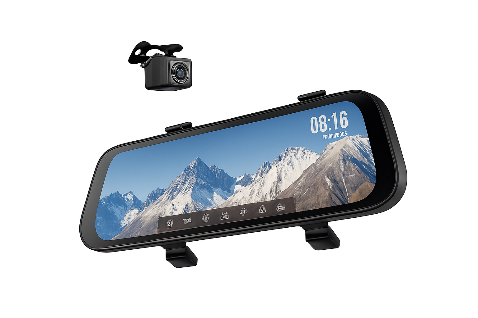 Rearview Dash Cam 9.35 Inch Touch Screen 3K Dual-Channel HDR Voice Control Parking Surveillance