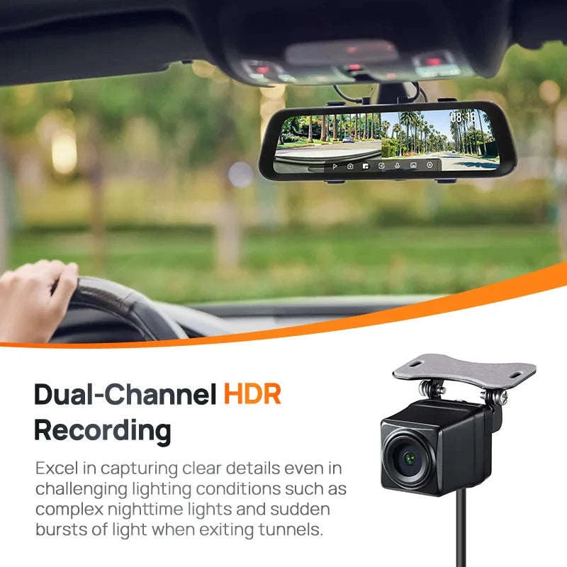 Rearview Dash Cam 9.35 Inch Touch Screen 3K Dual-Channel HDR Voice Control Parking Surveillance-S500 Set / Russian Federation / No SD card