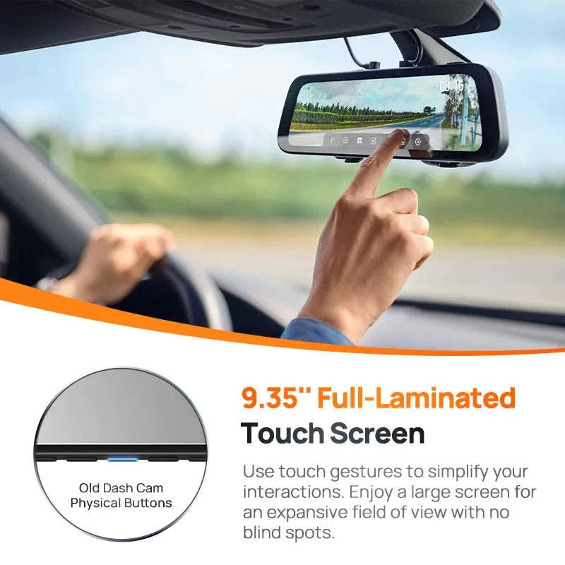 Rearview Dash Cam 9.35 Inch Touch Screen 3K Dual-Channel HDR Voice Control Parking Surveillance-S500 Set / Russian Federation / No SD card