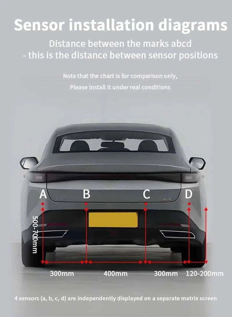 Rearview Mirror Parking Sensor System with 4 Radar Probes-033-078-015E-BE-22mm / China Mainland