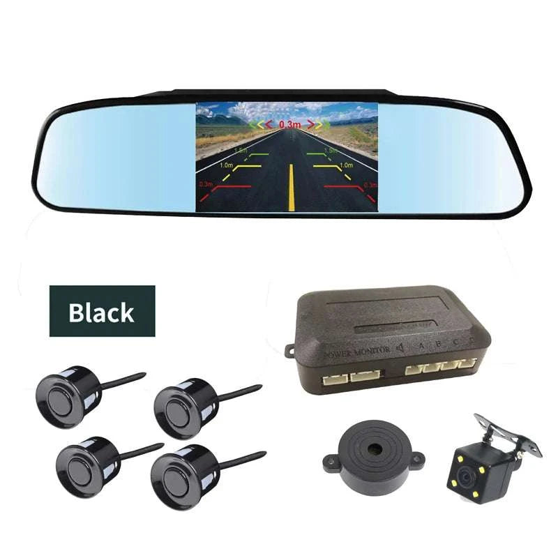 Rearview Mirror Parking Sensor System with 4 Radar Probes-033-078-015E-BE-22mm / China Mainland