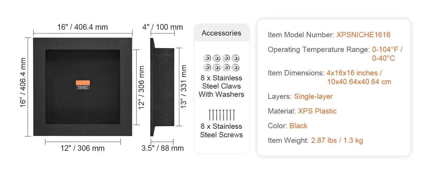 Recessed Shower Niche Shelf 16x24 Double Layer Waterproof Storage-16x24in 2Layers / United States