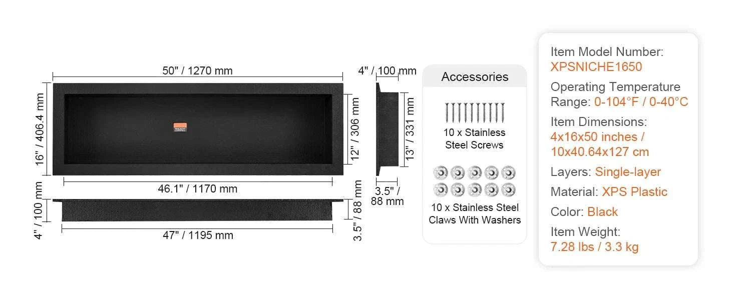 Recessed Shower Niche Shelf 16x24 Double Layer Waterproof Storage-16x24in 2Layers / United States
