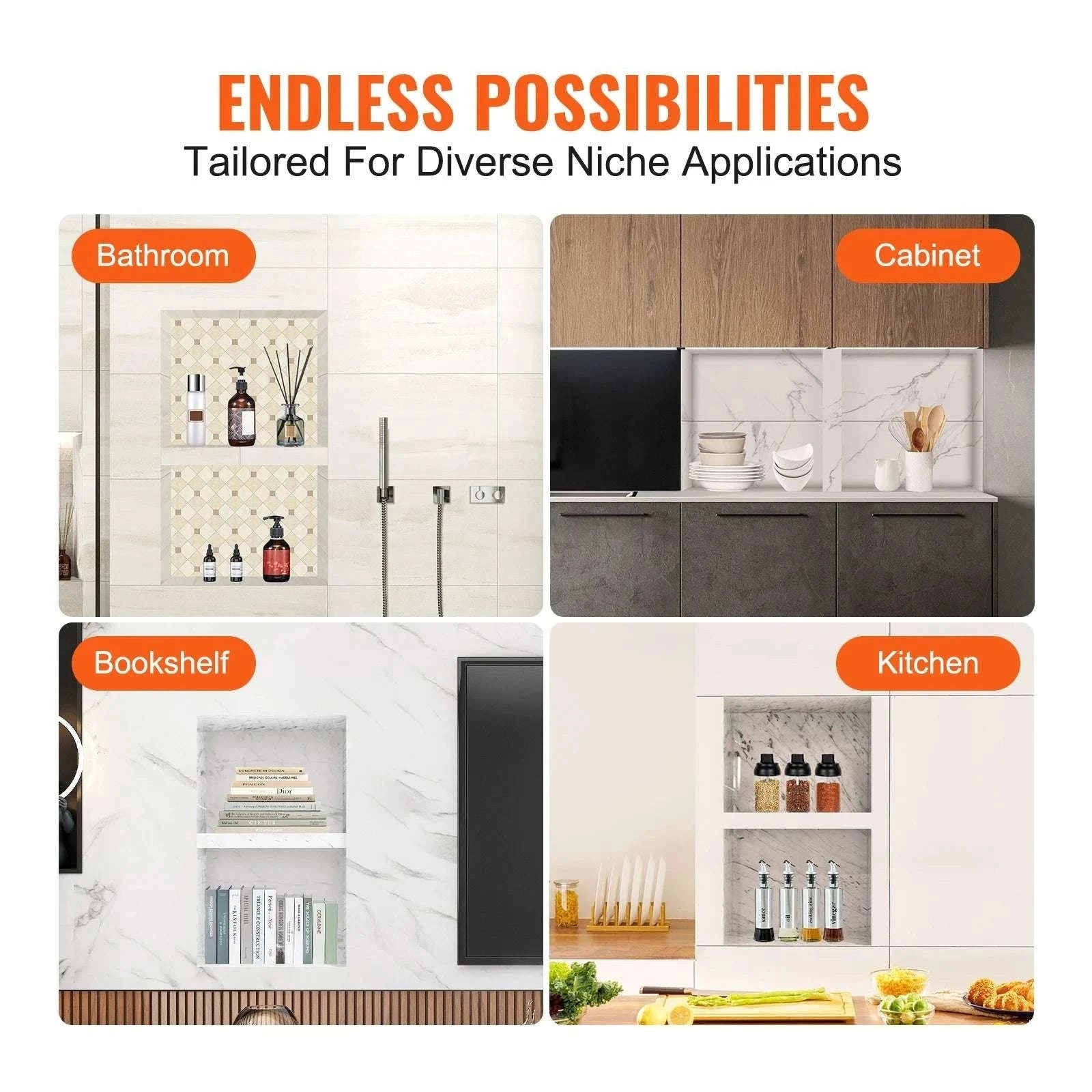 Recessed Shower Niche Shelf 16x24 Double Layer Waterproof Storage-16x24in 2Layers / United States