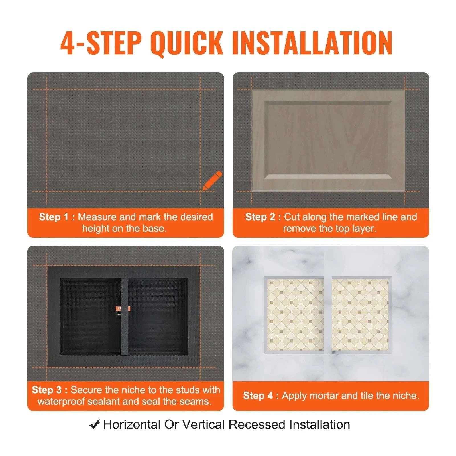 Recessed Shower Niche Shelf 16x24 Double Layer Waterproof Storage-16x24in 2Layers / United States