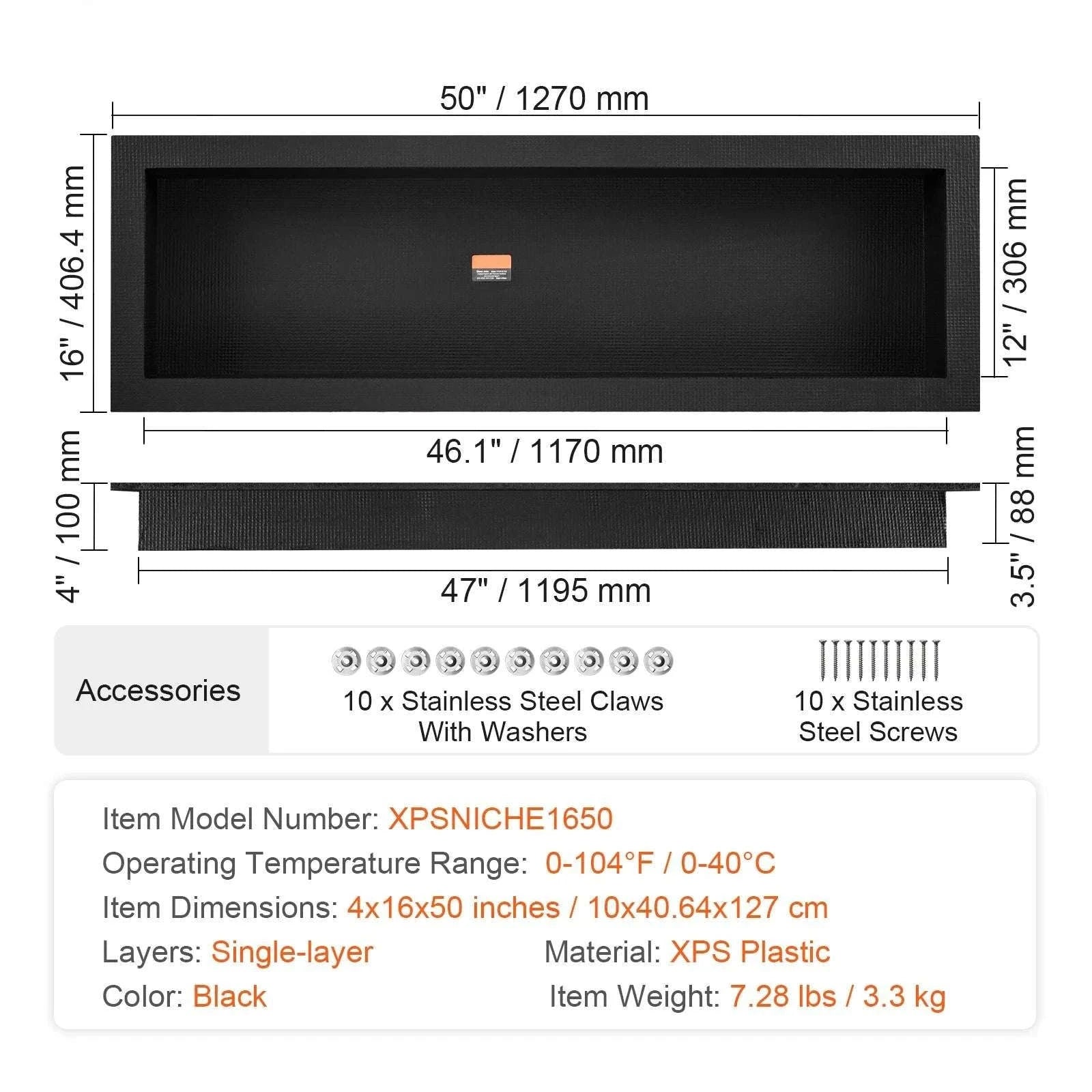Recessed Shower Niche Shelf 16x24 Double Layer Waterproof Storage-16x24in 2Layers / United States