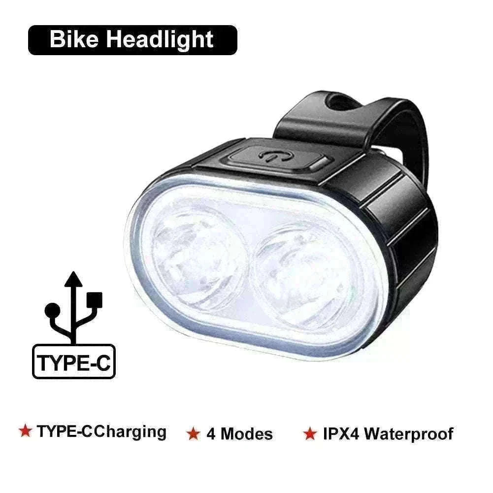 Rechargeable Bike Light Set Front & Rear LED Lights USB-C-Bike white Headlight