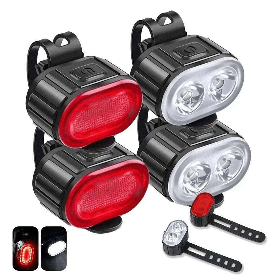 Rechargeable Bike Light Set Front & Rear LED Lights USB-C-Bike white Headlight