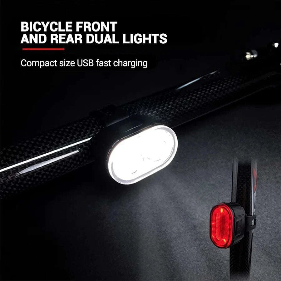 Rechargeable Bike Light Set Front & Rear LED Lights USB-C-Bike white Headlight
