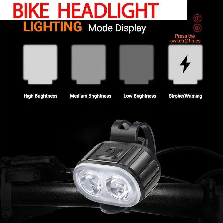 Rechargeable Bike Light Set Front & Rear LED Lights USB-C-Bike white Headlight
