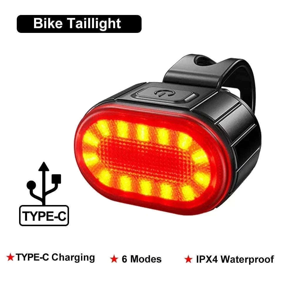 Rechargeable Bike Light Set Front & Rear LED Lights USB-C-Bike white Headlight
