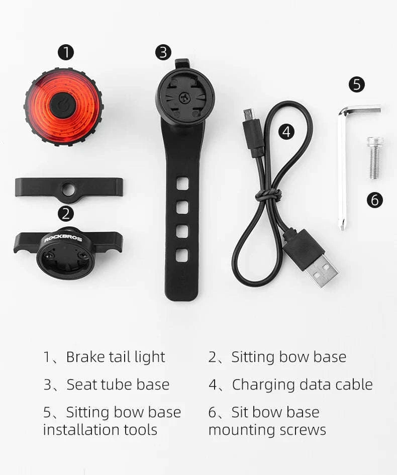 Rechargeable Bike Tail Light with Brake Sensing & 7 Modes-WR05