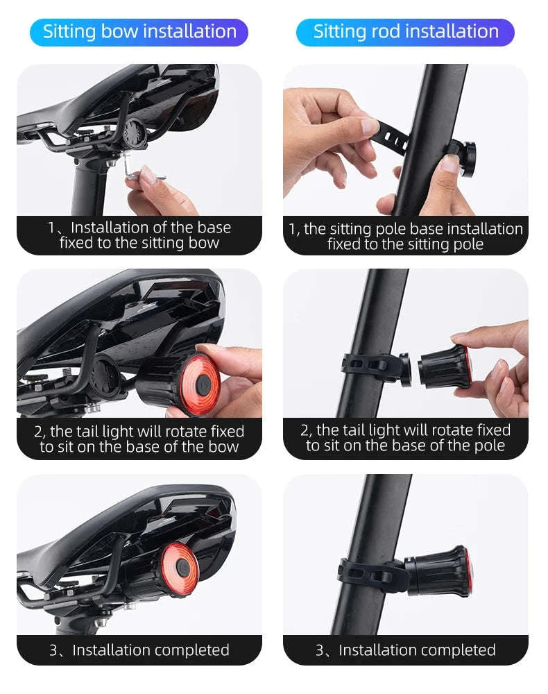 Rechargeable Bike Tail Light with Brake Sensing & 7 Modes-WR05