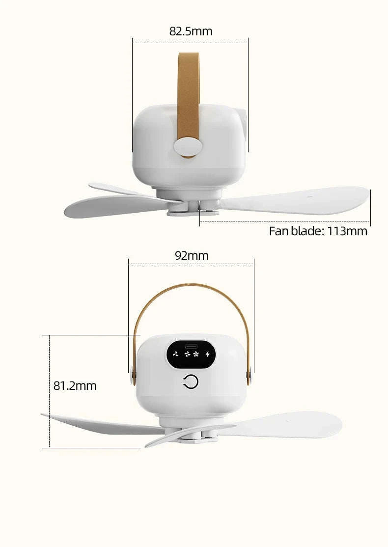 Rechargeable Ceiling Camping Fan with Remote Light for Small Spaces-Charging Model-White / China Mainland