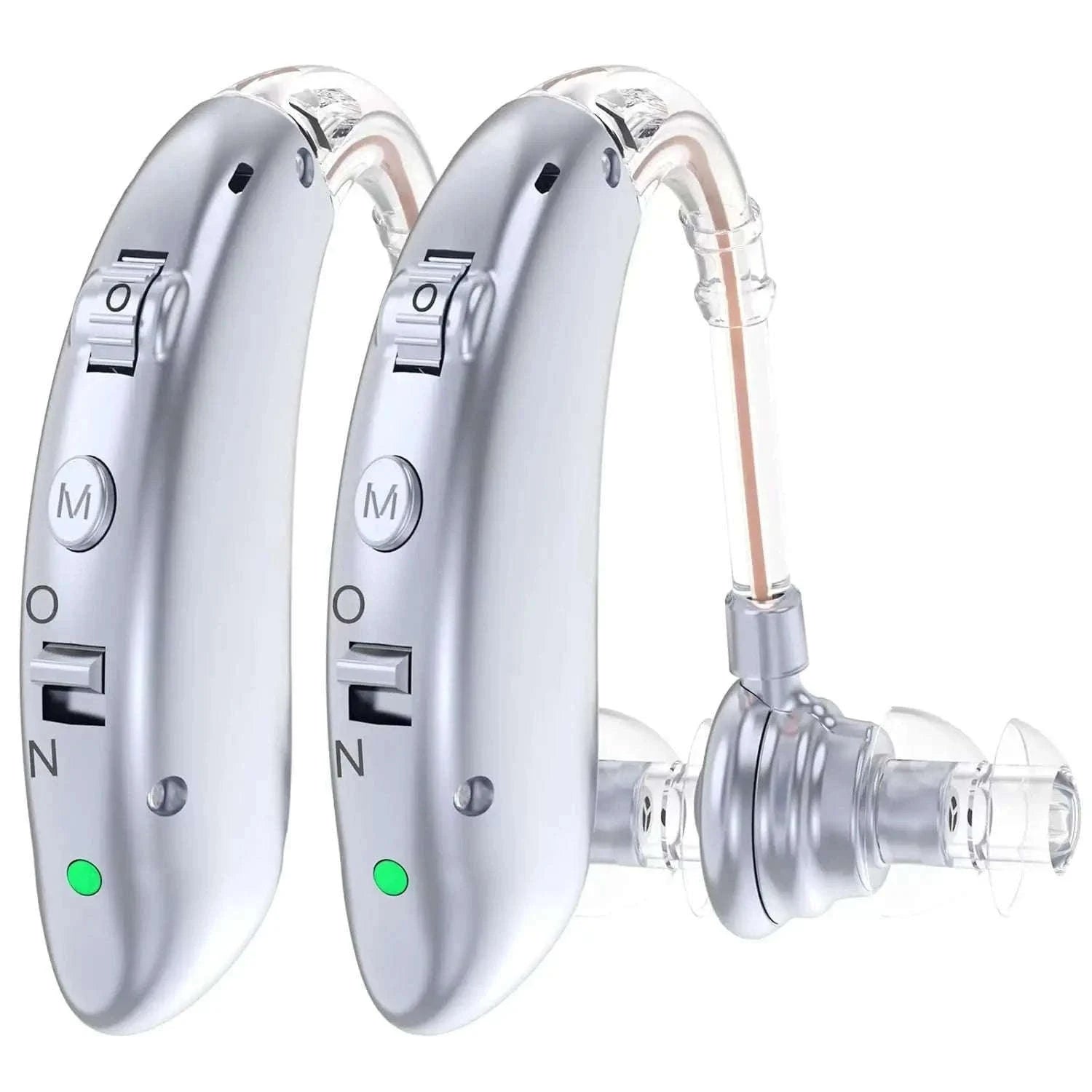 Rechargeable Digital Hearing Aid with Adjustable Tone-SILVER 2 PCS