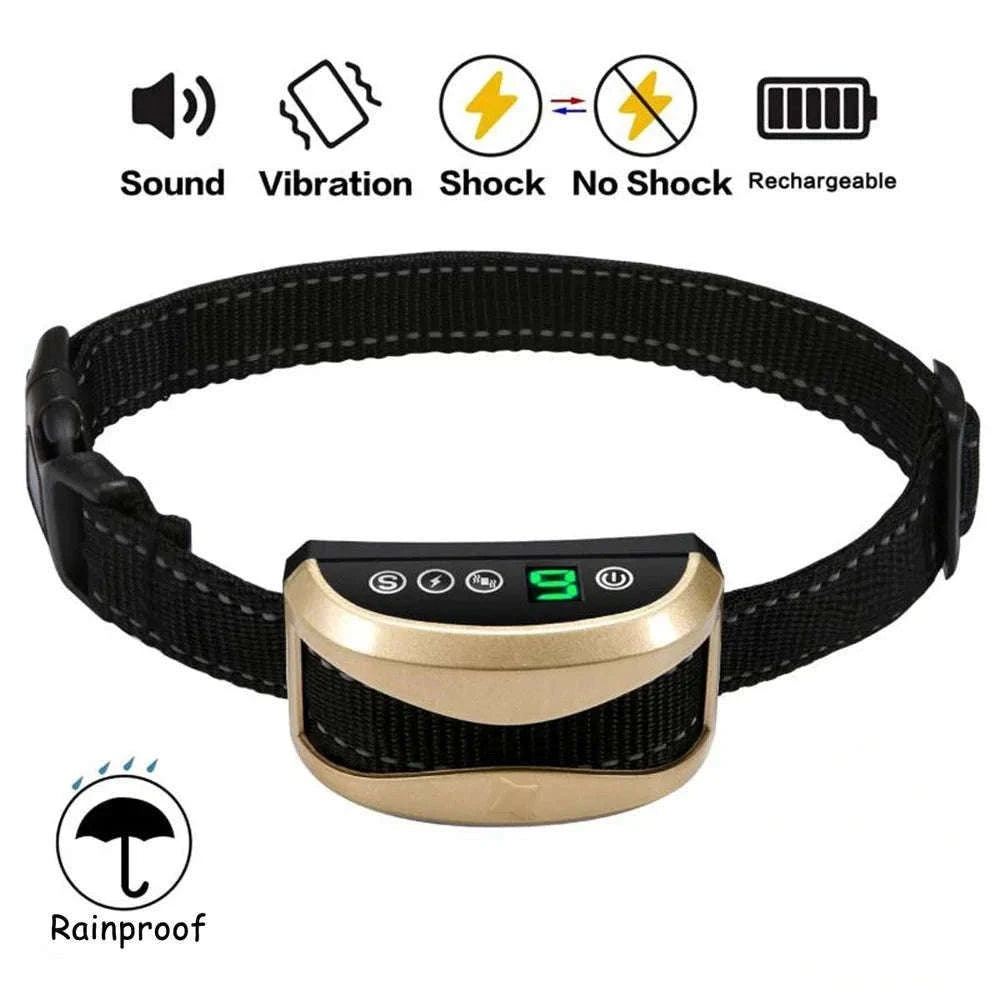 Rechargeable Dog Anti Bark Control Collar with Smart Vibration Detection-black