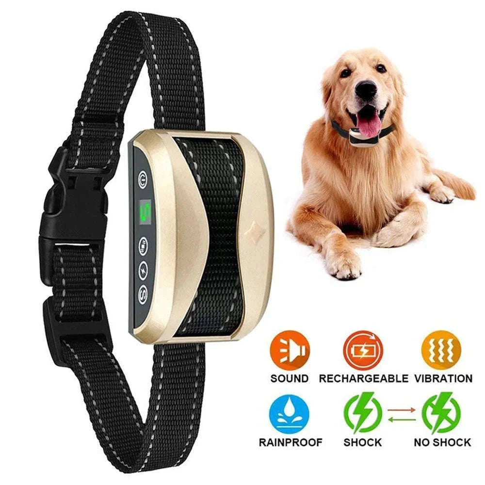 Rechargeable Dog Anti Bark Control Collar with Smart Vibration Detection-black