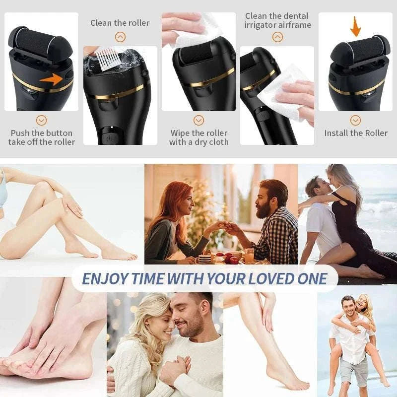 Rechargeable Electric Foot Grinder with Adjustable Speeds Callus Remover-black