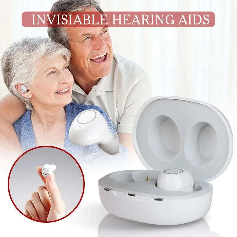 Rechargeable Hearing Amplifier – Clear, Comfortable Sound Support-White / GERMANY