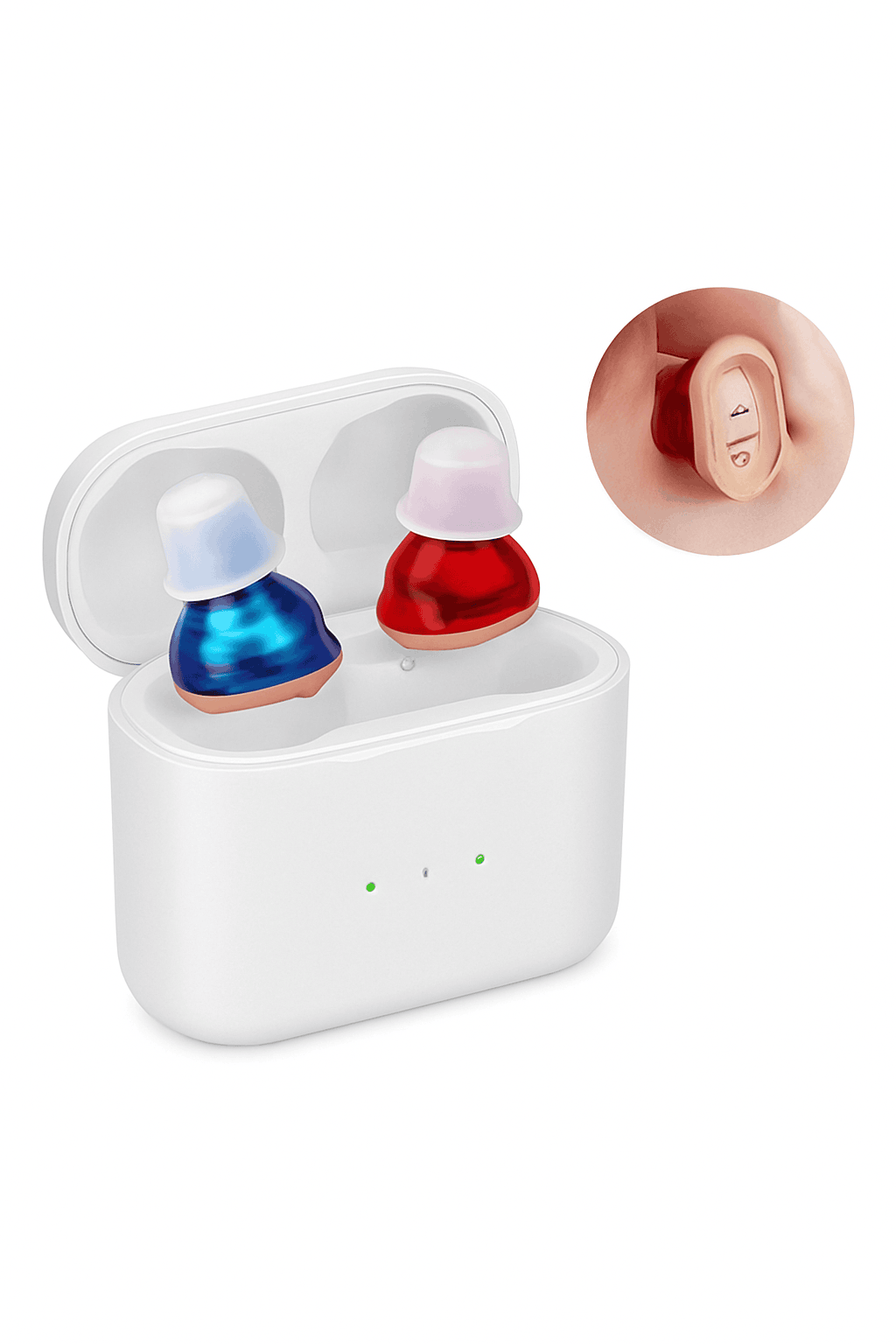 Rechargeable Invisible Mini Hearing Aid with Clear Amplification-Blue-Red